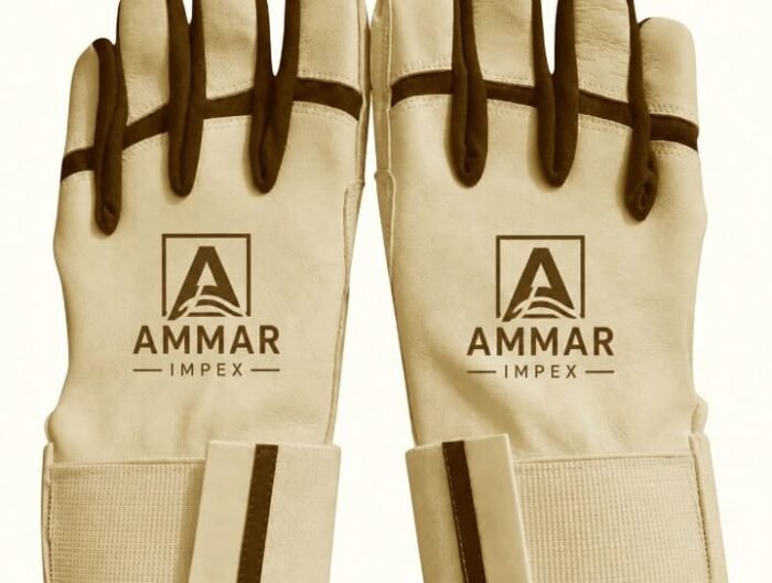 Classic Off-White Leather Batting Gloves with Elastic Wrist Support