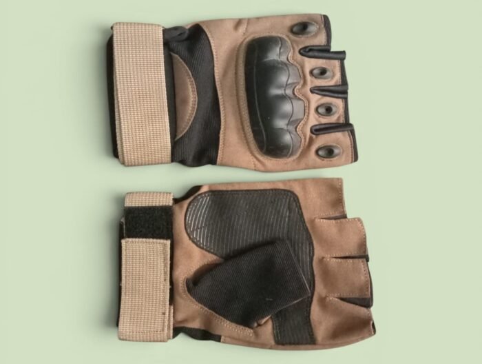 Hard Knuckle Tactical Half-Finger Gloves (Tan/Brown)