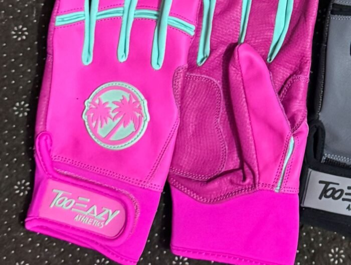 Palm Tree Logo Neon Pink & Mint Batting Gloves