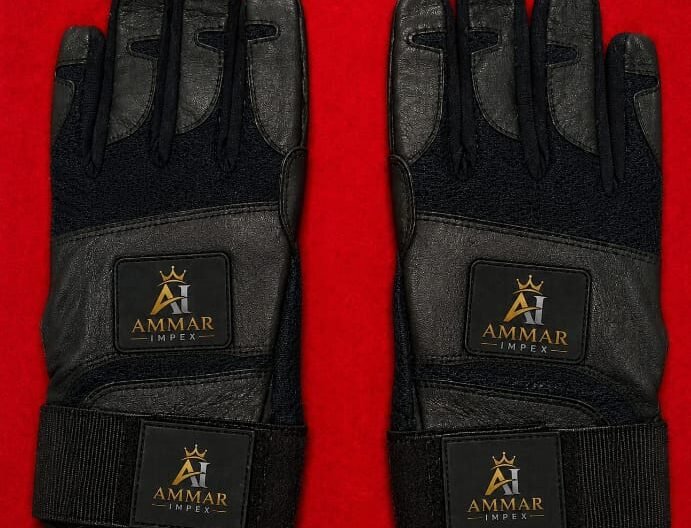 Gold Crown Series Black Leather Batting Gloves