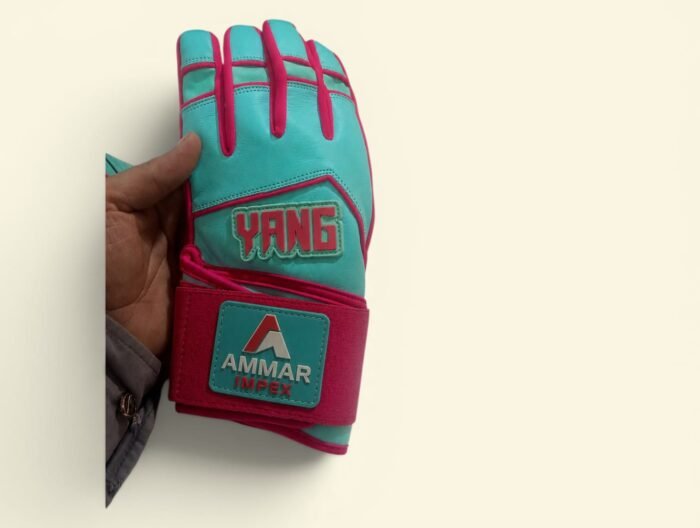 Turquoise & Pink Custom Name Batting Gloves