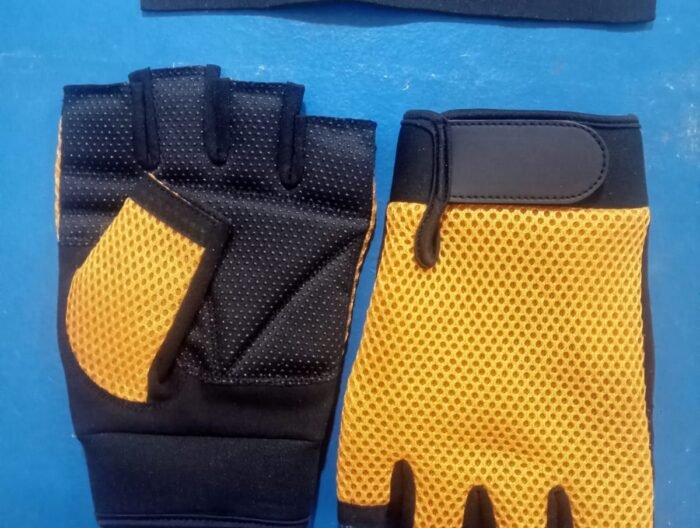 Honeycomb Mesh Breathable Half-Finger Gloves (Yellow/Black)