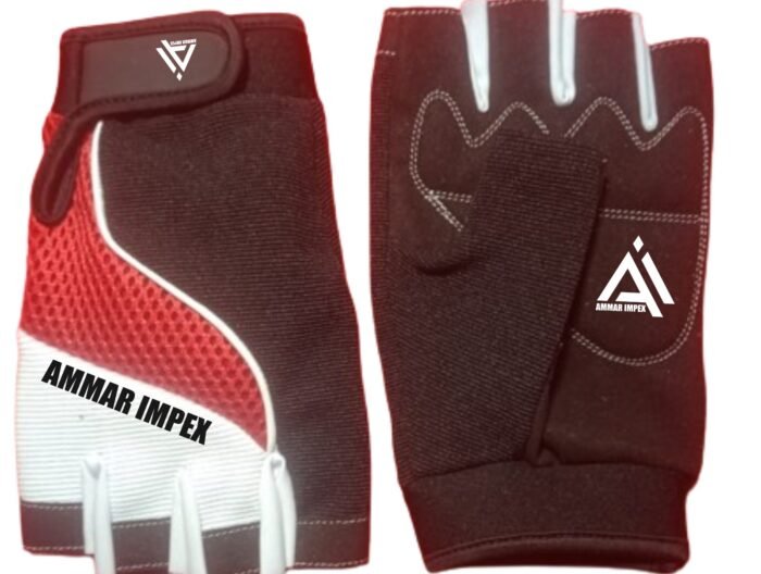 Red Mesh Accent Half-Finger Training Gloves