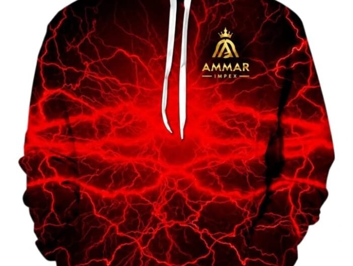 Red Lightning All-Over Print Sublimated Hoodie