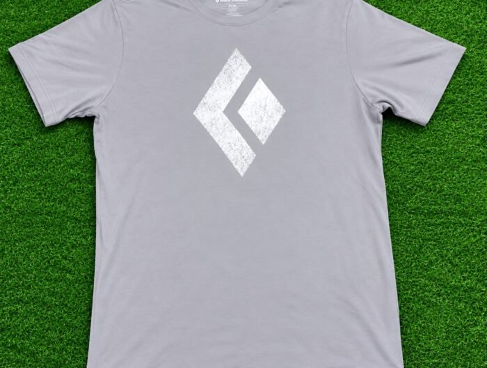 Grey Crewneck T-Shirt with Diamond Logo Print