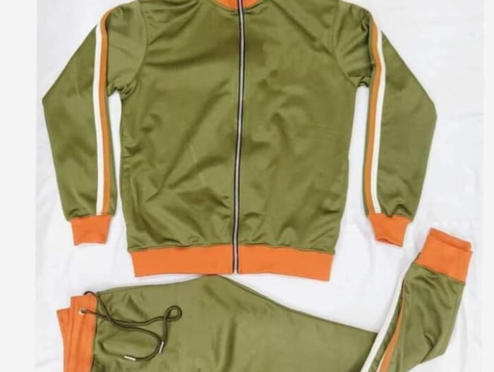Olive Green & Orange Retro Tricot Tracksuit