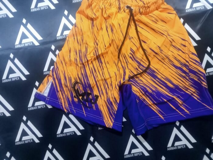 Yellow & Purple Splash Print Athletic Shorts