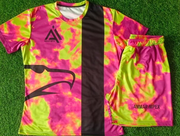 Eagle Graphic Pink & Neon Yellow Tie-Dye Soccer Uniform Set
