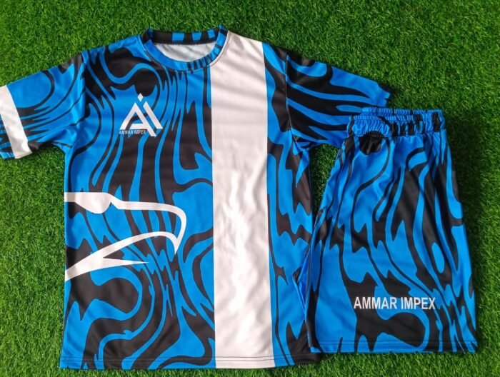 Blue & Black Swirl Graphic Sublimated Soccer Uniform Set