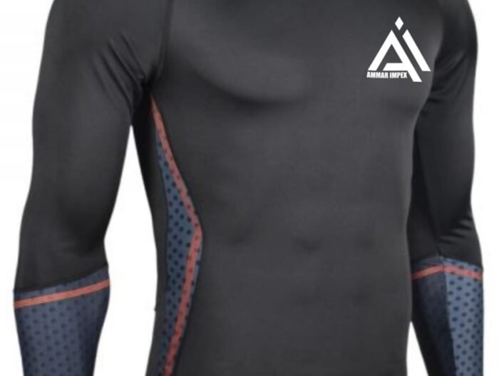 Black Performance Long-Sleeve Compression Rash Guard Top
