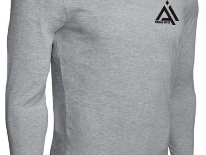 Grey Heathered Long-Sleeve Performance Athletic Shirt