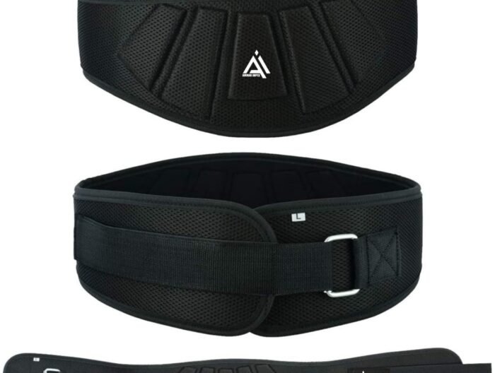 Ergonomic Black Mesh Padded Weightlifting Support Belt